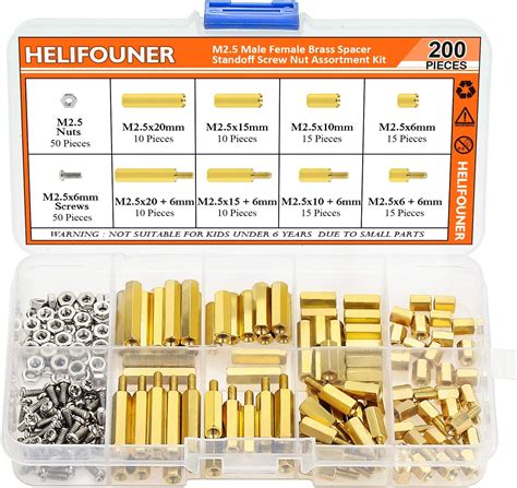 Buy HELIFOUNER 200 Pieces M2 5 Male Female Hex Brass Spacer Standoff