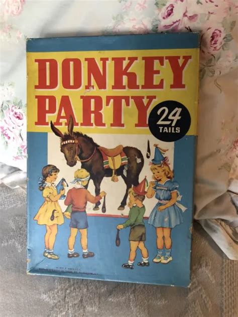 Vintage S Whitman Pin The Tail On The Donkey Party Game In Box