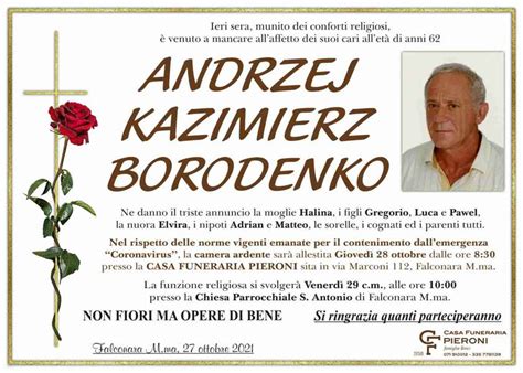 Funerali E Annunci Funebri A Falconara Marittima Andrzej Kazimierz