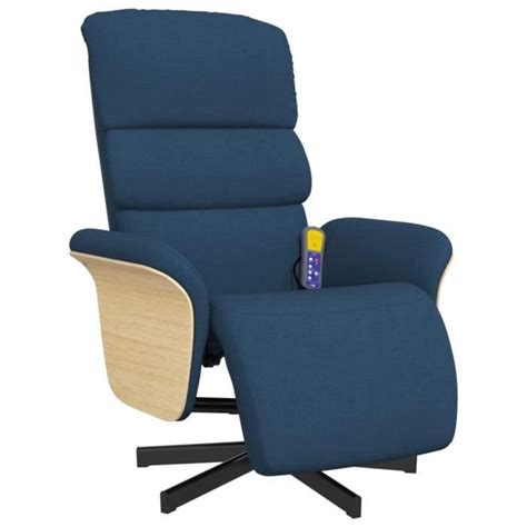 Zerodis Fauteuil Inclinable De Massage Avec Repose Pieds Bleu Tissu