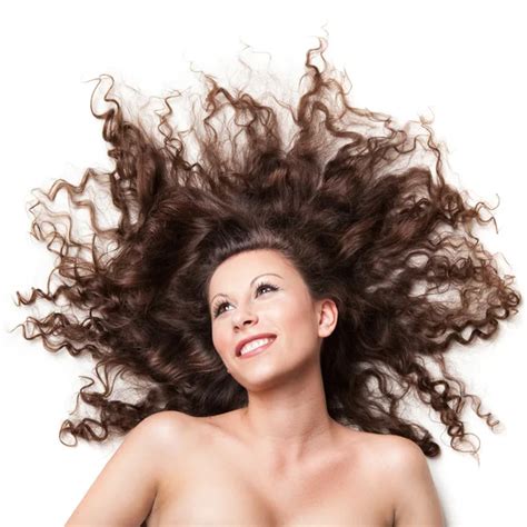 Portrait Of Nude Smiling Woman With Curly Hair Isolated On White Stock Photo Artjazz