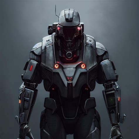 Premium AI Image A Robot With Red Eyes And A Black Helmet With A Red