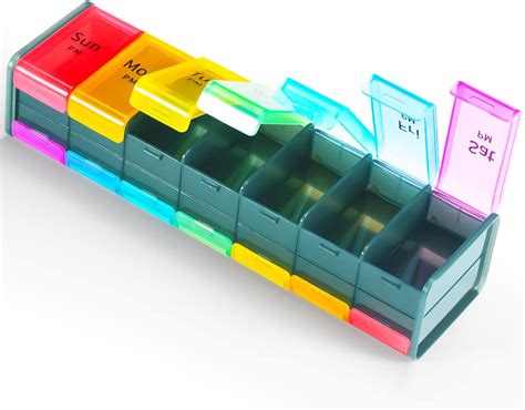 Amazon Cyan Extra Large Pill Organizer Times A Day Xxl Pill Box