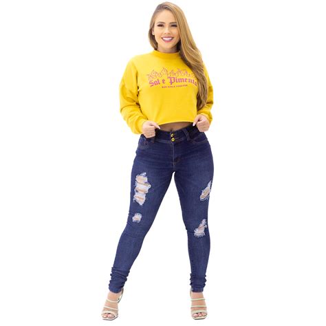 Calça Jeans Skinny Destroyed Feminina Indy Jeans Marshoes Loja de