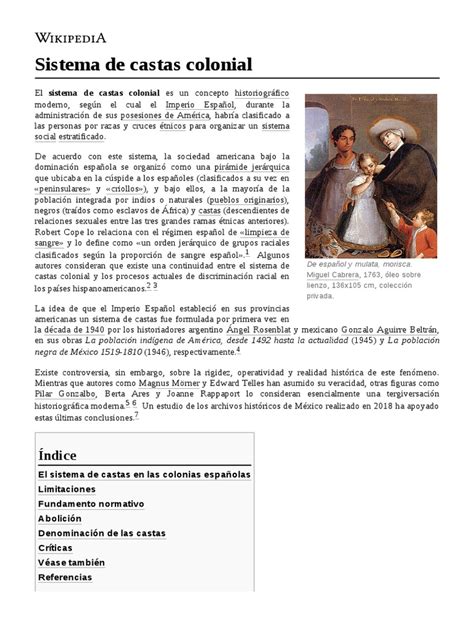 Sistema de Castas Colonial | PDF