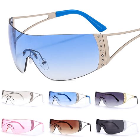 Wrap Around Sunglasses for Women Men Fashion Y2k Oversized Futuristic ...