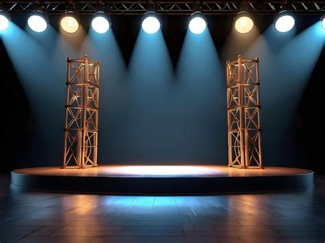 Captivating Stage Setup D Rendering Of An Empty Stage With Lighting