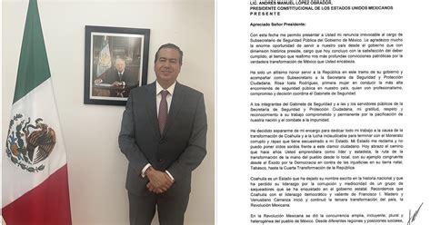 Ricardo Mej A Berdeja Renuncia A La Subsecretar A De Seguridad P Blica