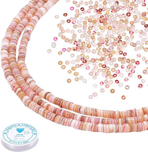 PH PandaHall 500pcs Perles Coquillages Roses Perles De Coquillage