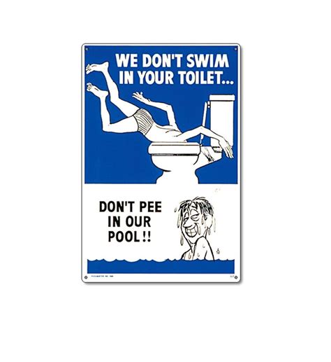 12 X 18 Blue And White Dont Pee In Our Pool Funny Residential