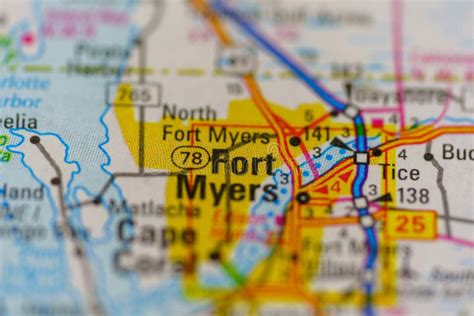 Fort Myers Map stock photo. Image of closeup, town, mexico - 257982342