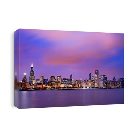 Beautiful Chicago Skyline At Sunset Canvas Print | CanvasWorld