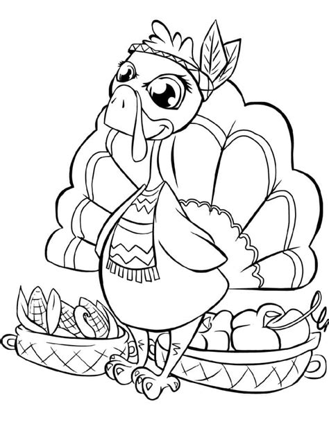 Cute Thanksgiving Turkey Coloring Page Download Print Or Color