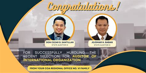 The COA RO VI congratulates 2 of its auditors for the recent selection ...