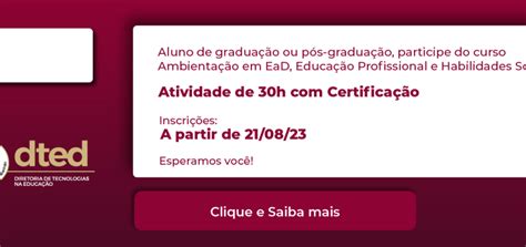 Dted Oferta Curso De Extens O Sobre Ambienta O Ead Para Os Estudantes