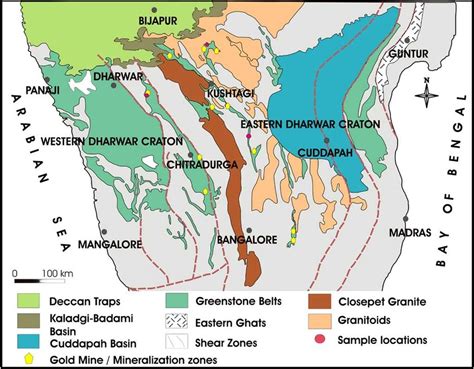 Simplified Geological Map Of The Dharwar Craton Showing The