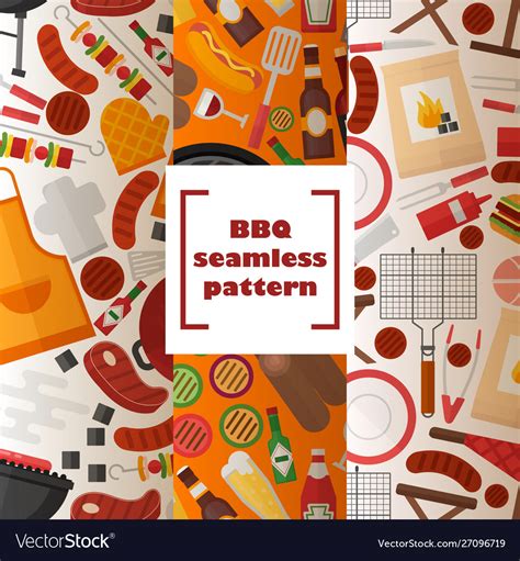 Bbq Seamless Pattern Grilled Royalty Free Vector Image