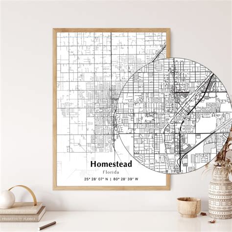 Homestead City Map Print, Homestead Florida Map Poster, USA City Street ...