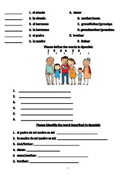 la familia worksheets by el trabajo de la Sra Durante | TpT