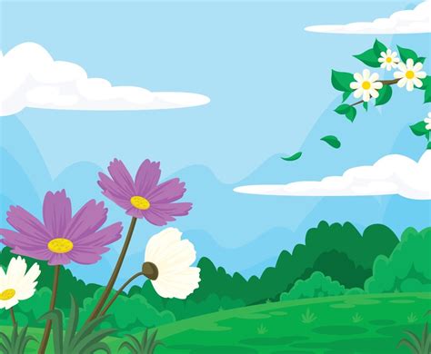 Summer Flower Scenery Against The Blue Sky Vector Art & Graphics ...