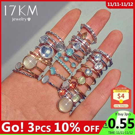 Корейские красочные каменные кольца для женщин-девочек модная ...