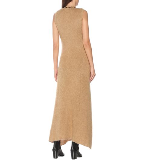 Mohair Blend Midi Dress In Beige Paco Rabanne Mytheresa