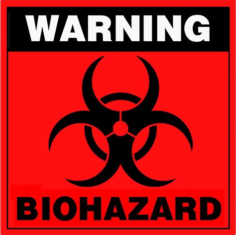 6 X 6 Biohazard Danger Safety Warning Label Fluorescent