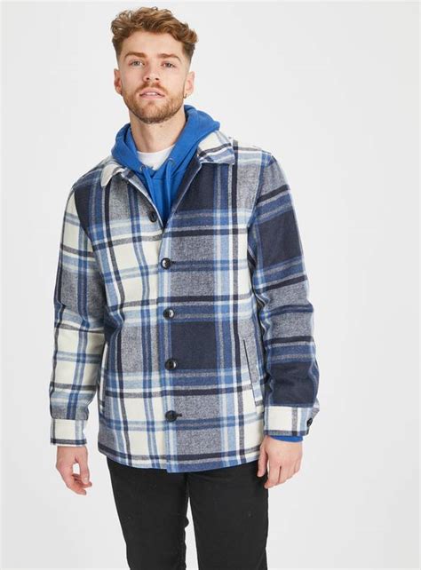 Buy Blue Checked Shacket S Coats And Jackets Argos