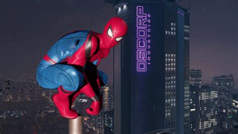 Spiderman Jumping At The Oscorp Tower Marvels Spider Man Remastered