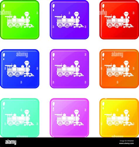 Locomotive Icons Set 9 Color Collection Stock Vector Image And Art Alamy