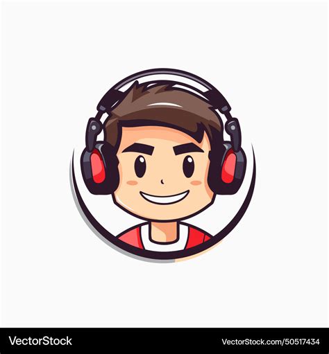 Boy with headphones cartoon character smiling Vector Image