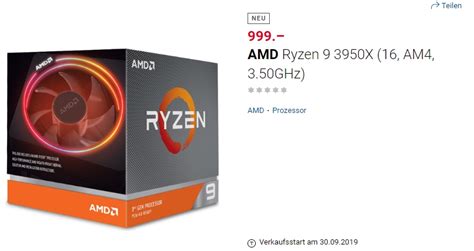 16-ядерный CPU Ryzen 9 3950X можно будет купить с 30 сентября, но цены ...