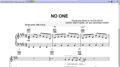 No One By Alicia Keys Piano Sheet Musicteaser Youtube