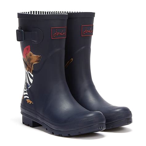 Joules Molly Mid Height Sausage Dog Navy Wellies In Blue Lyst