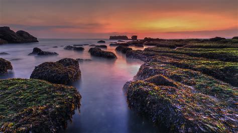 Wallpaper Landscape Nature Rocks Horizon Sunset Clouds Sky Sea