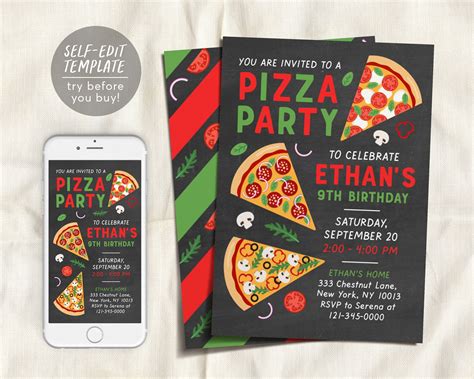 Pizza Party Invitations Free Printable