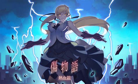 Bakemonogatari Blonde Hair Breasts Cleavage Gloves Kissshot Acerolaorion Heartunderblade