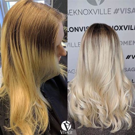 Stunning Icy Blonde Balayage Before After Cut Style By Lindsey Lindseynew Color By