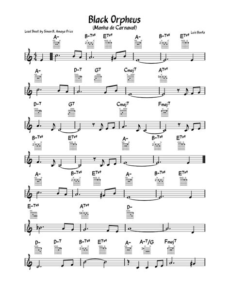 Manhã De Carnaval Black Orpheu Luís Bonfá Sheet Music For Piano