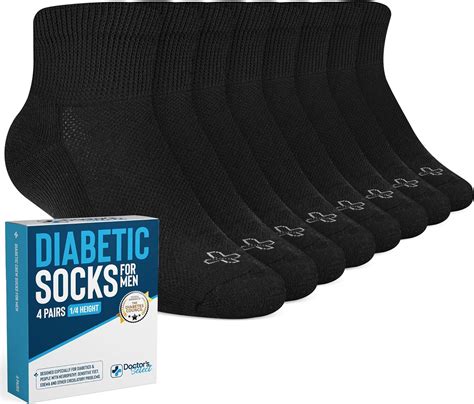 Doctors Select Mens Diabetic Socks 4 Pairs Black Neuropathy