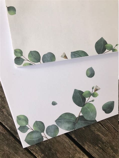 Briefpapier Eukalyptus DIN A4 I Set Briefpapier Briefumschläge Etsy de