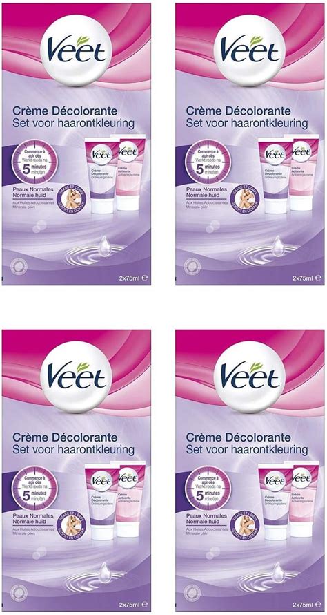 Veet Crème Décolorante Visage Et Corps 2 Flacons De 75 Ml Lot De 4