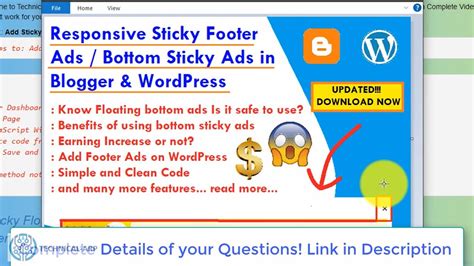 How To Add Footer Sticky Ads Updated Bottom Sticky Ads And Increase