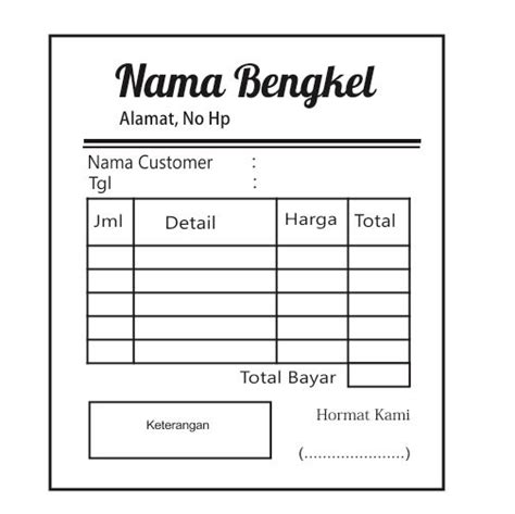 Desain Nota Bengkel Mobil Homecare24