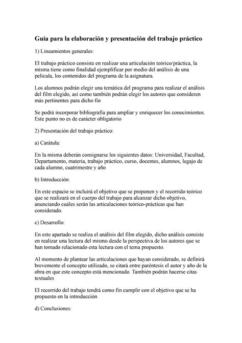 Guía Para La Elaboración Y Presentación Del Trabajo Práctico 2 Guía