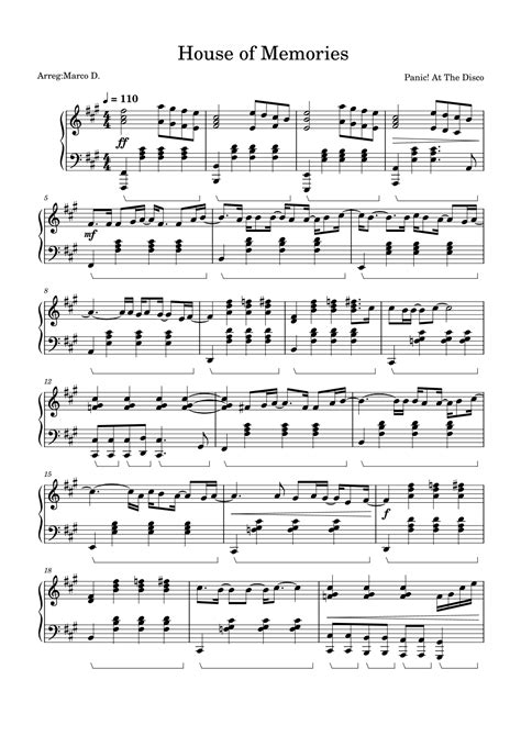 House Of Memories Arr Marco D By Madax Sheet Music For Piano Solo At Sheet Music Direct