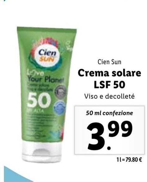 Cien Sun Crema Solare LSF 50 50 Ml Offerta Di Lidl