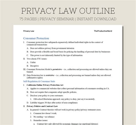 Privacy Law Outline Law School Notes Law School Outline Privacy Law