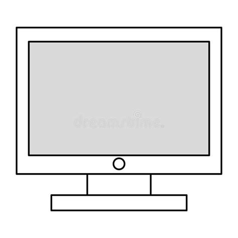 Black Line Computer Monitor Illustration Stock Illustration