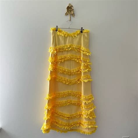 Alexis Dresses Alexis Reeve Golden Yellow Raffia Fringe Dress M